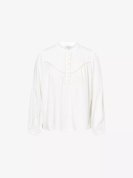 Young Ideas & Henmores - Sunna Waterfall Ruched Blouse - Birch - XS