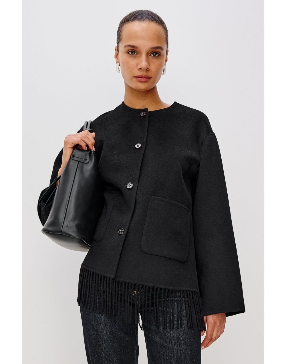 Young Ideas/Henmores - Tomoko Fringe Bottom Jacket - Black - XS