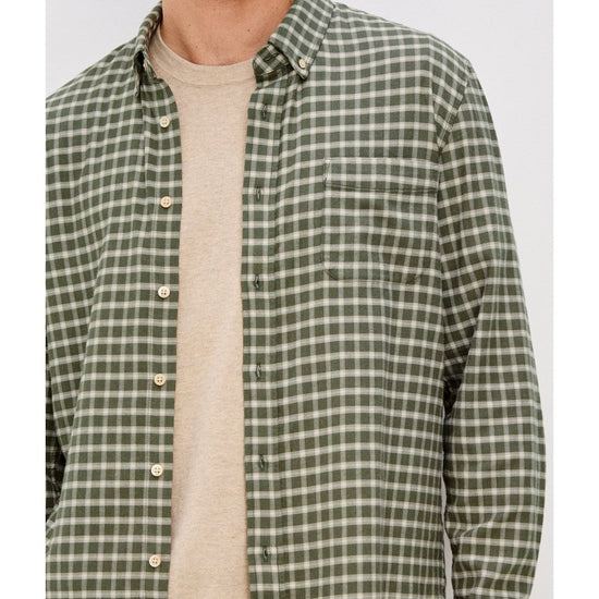 Young Ideas/Henmores - Vance Small Check Soft Touch Shirt - Basil Stone - M
