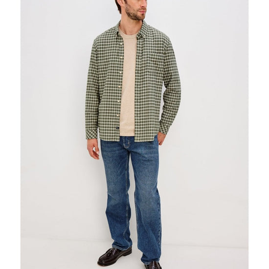 Young Ideas/Henmores - Vance Small Check Soft Touch Shirt - Basil Stone - M