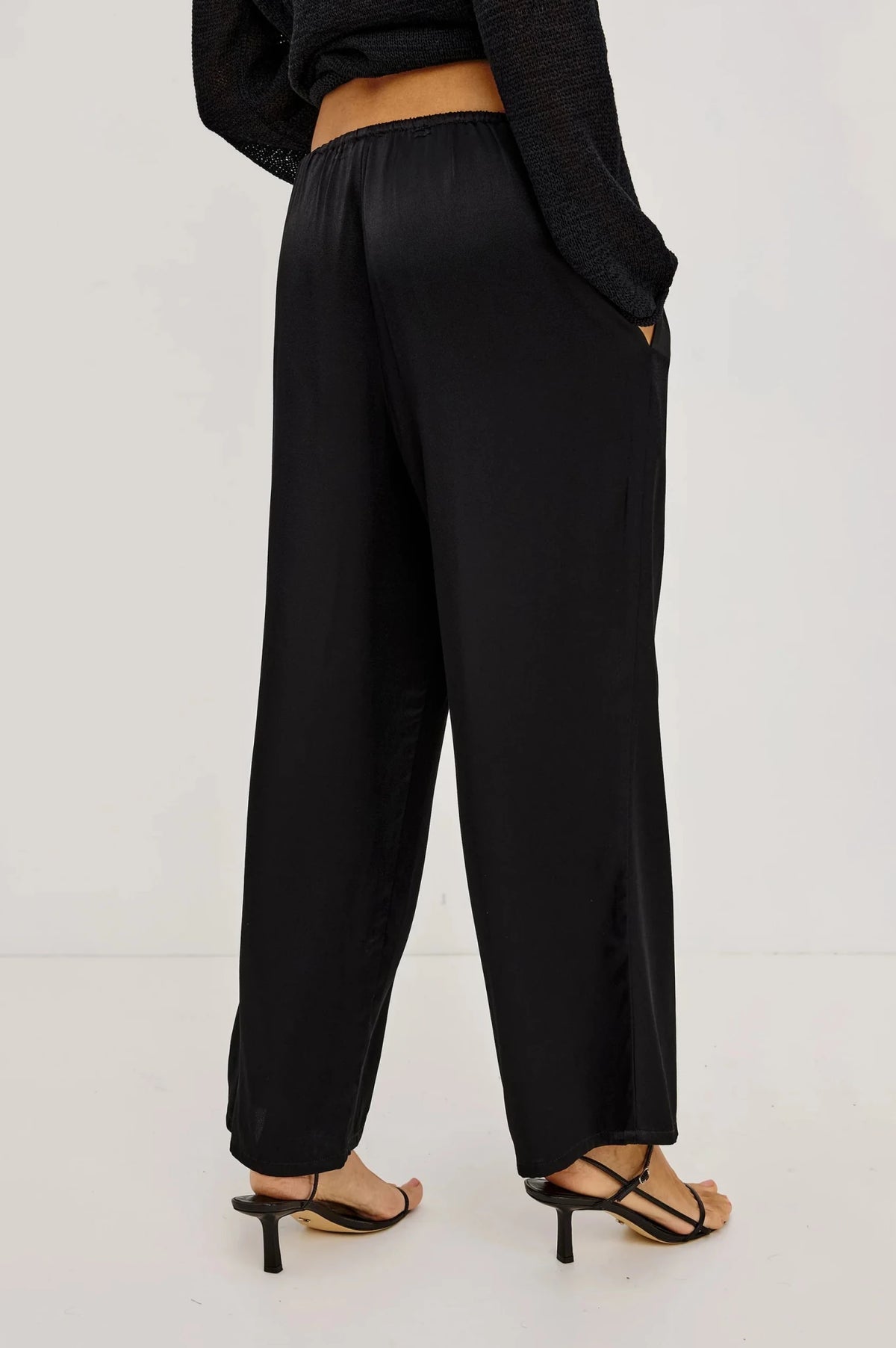Young Ideas & Henmores -Virgo Satin Crepe Trousers -Black -S