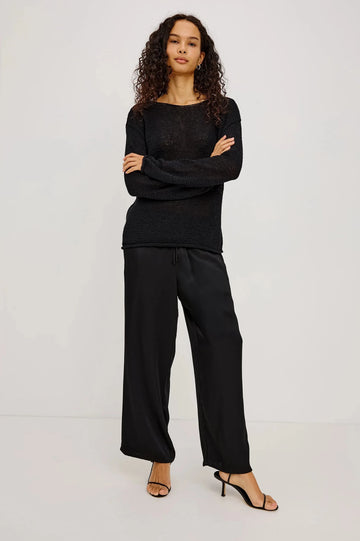 Young Ideas & Henmores -Virgo Satin Crepe Trousers -Black -S