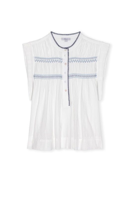Young Ideas & Henmores -Willow Ruched Detail Sleeveless Top -002 White -XS