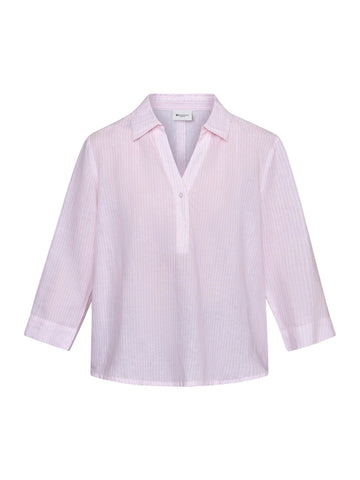 Young Ideas & Henmores - Annika Stripy V - neck Shirt With Collar - 141 Rose Stripe - S