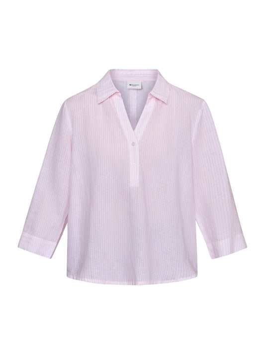 Young Ideas & Henmores - Annika Stripy V - neck Shirt With Collar - 141 Rose Stripe - S