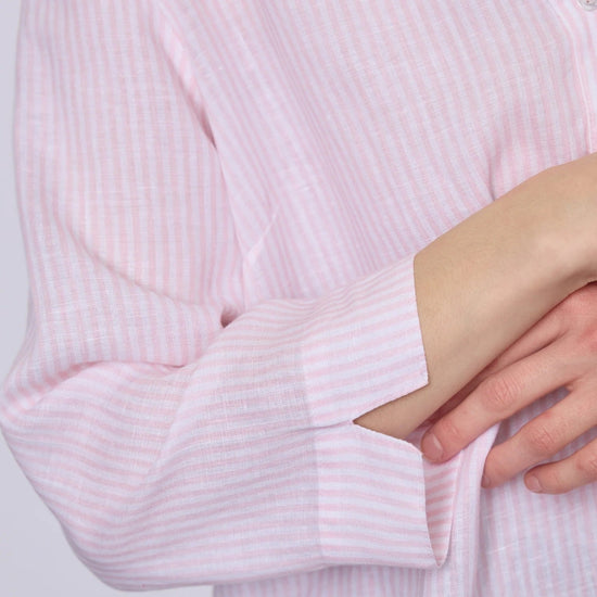 Young Ideas & Henmores - Annika Stripy V - neck Shirt With Collar - 141 Rose Stripe - S