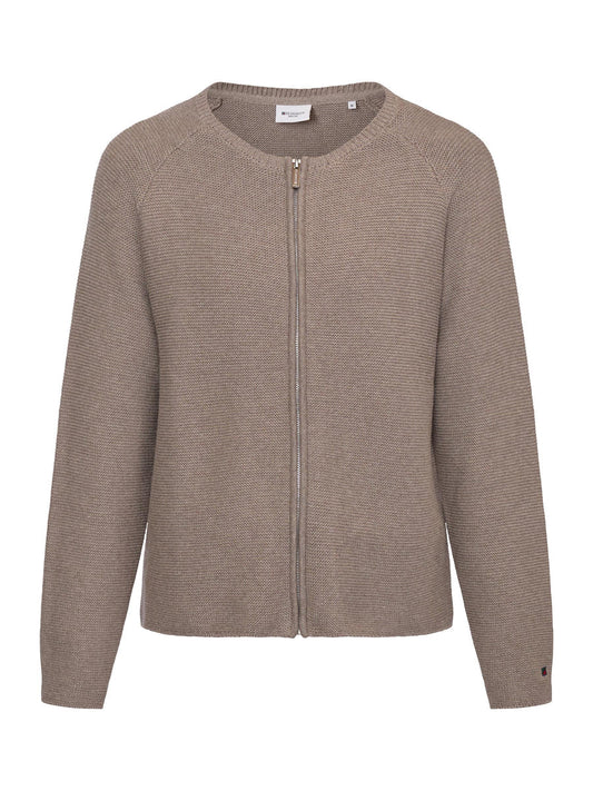 Young Ideas & Henmores - Jazz Knit Zip Cardigan - 425 Dark Sand Melange - S