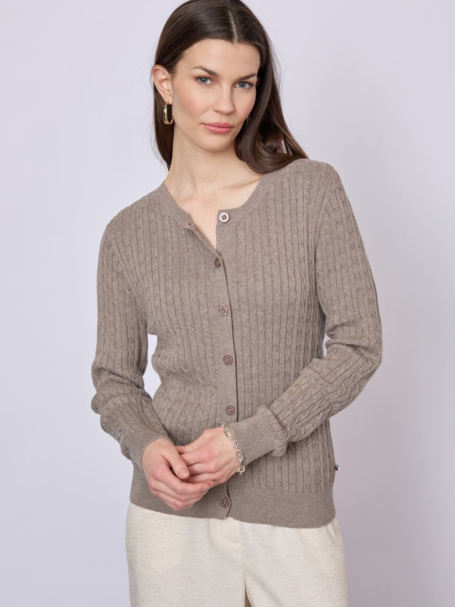 Young Ideas & Henmores - Joana Buttoned Cardigan - 424 Mid Sand Mel - S
