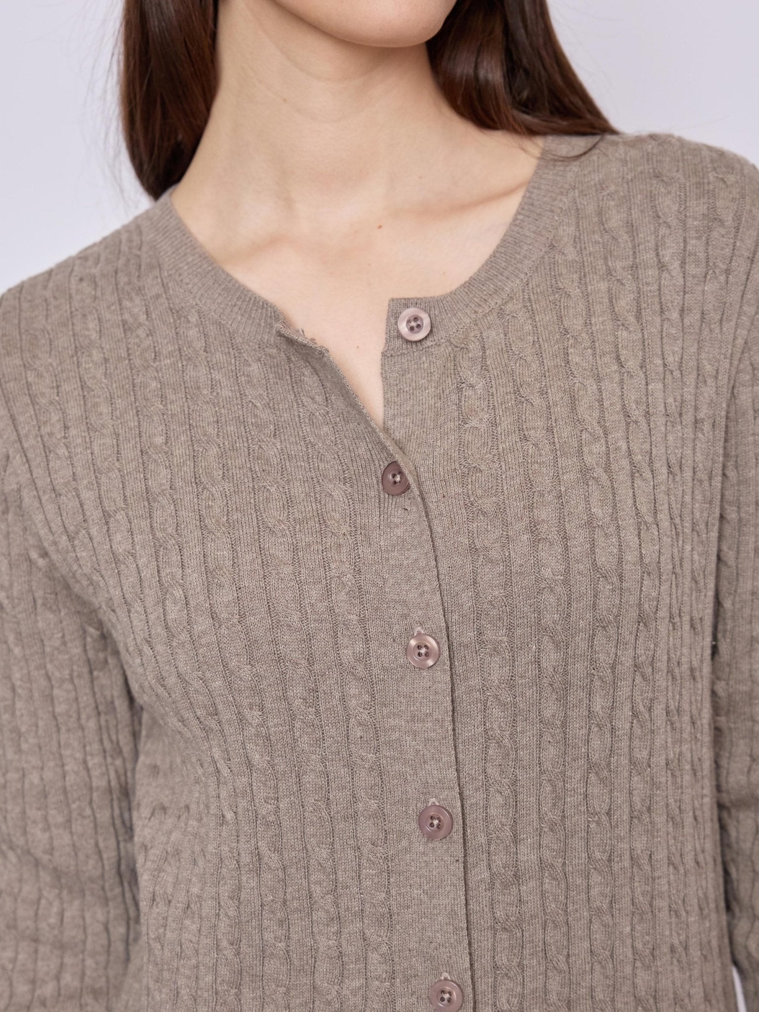 Young Ideas & Henmores - Joana Buttoned Cardigan - 424 Mid Sand Mel - S
