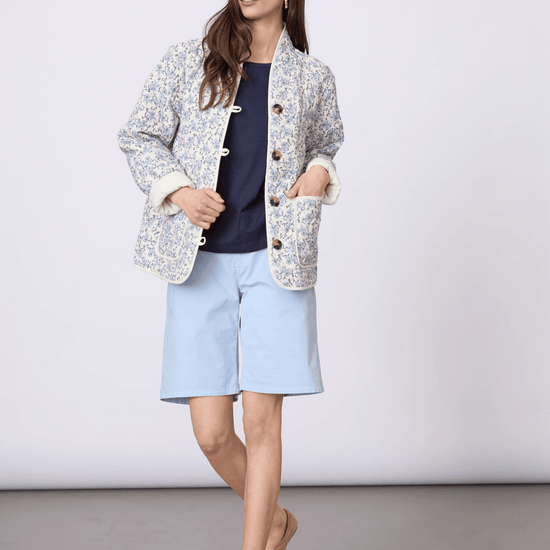 Young Ideas & Henmores - Sanna Quilted Patterned Jacket - Blue - S