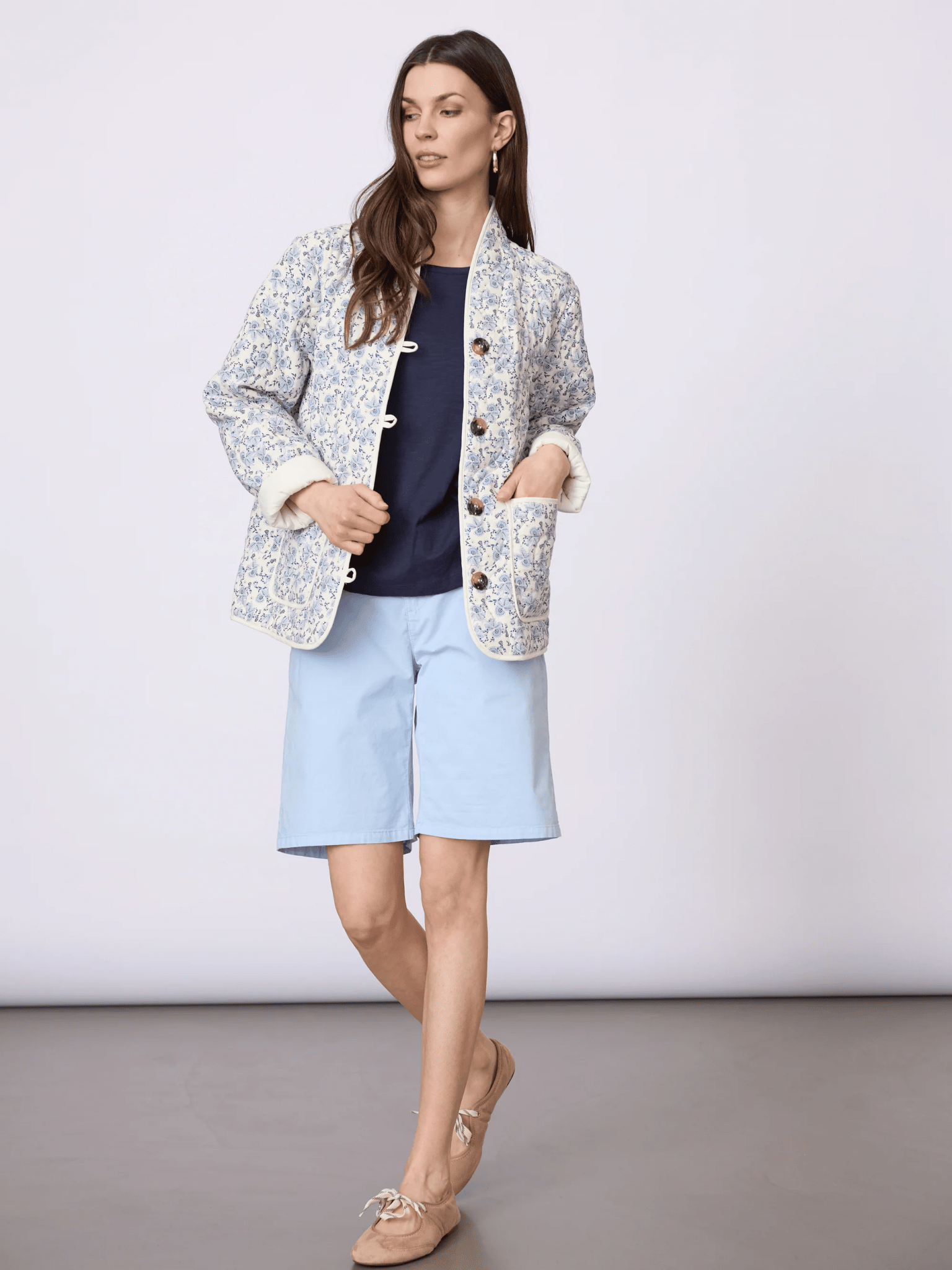 Young Ideas & Henmores - Sanna Quilted Patterned Jacket - Blue - S