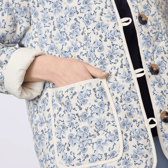 Young Ideas & Henmores - Sanna Quilted Patterned Jacket - Blue - S