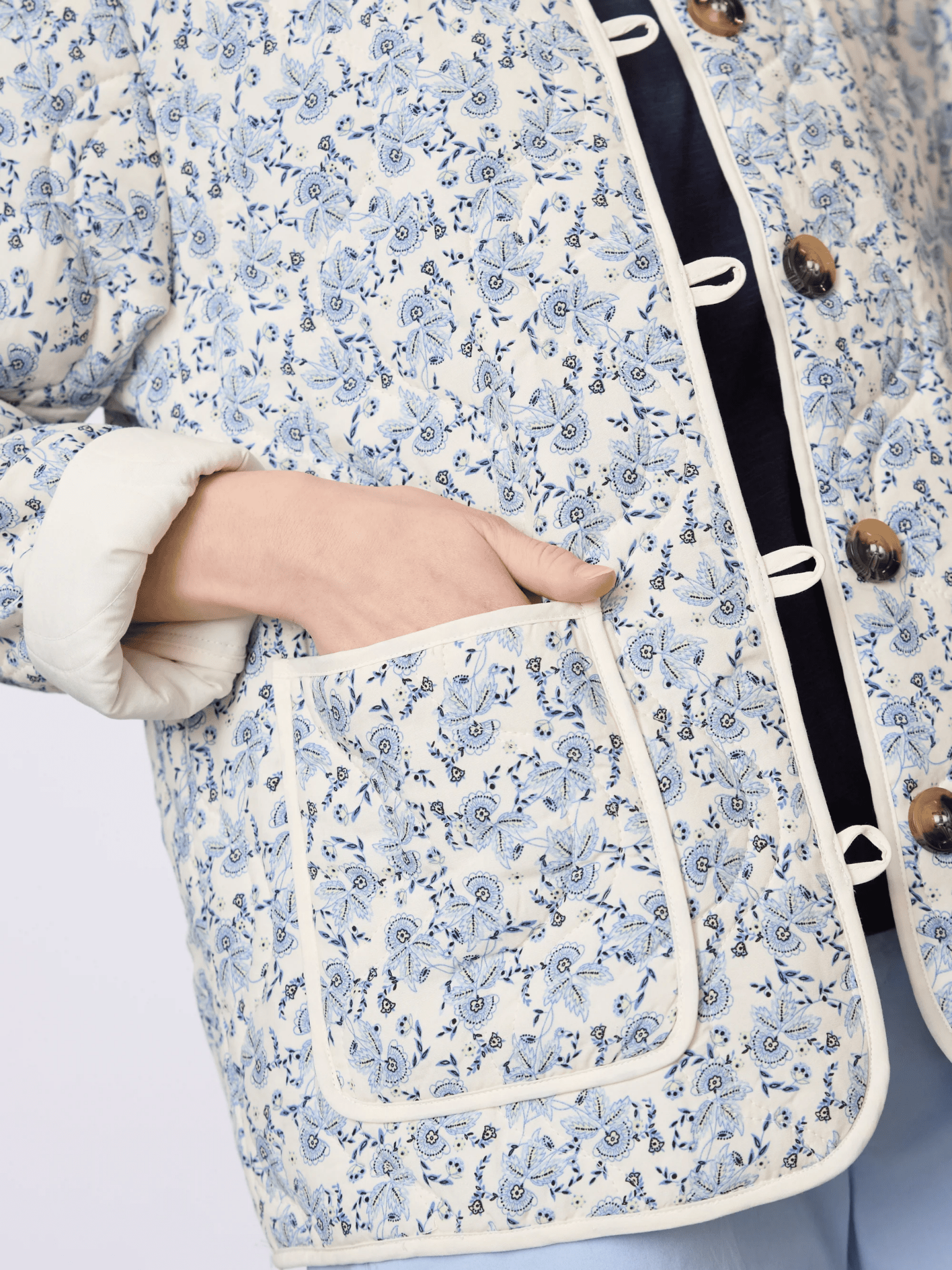 Young Ideas & Henmores - Sanna Quilted Patterned Jacket - Blue - S