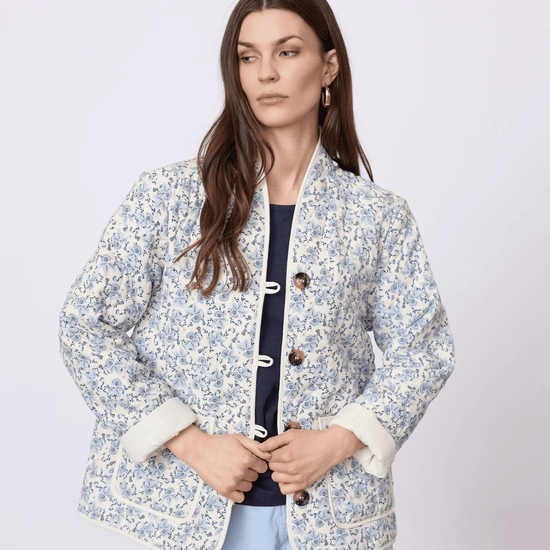 Young Ideas & Henmores - Sanna Quilted Patterned Jacket - Blue - S