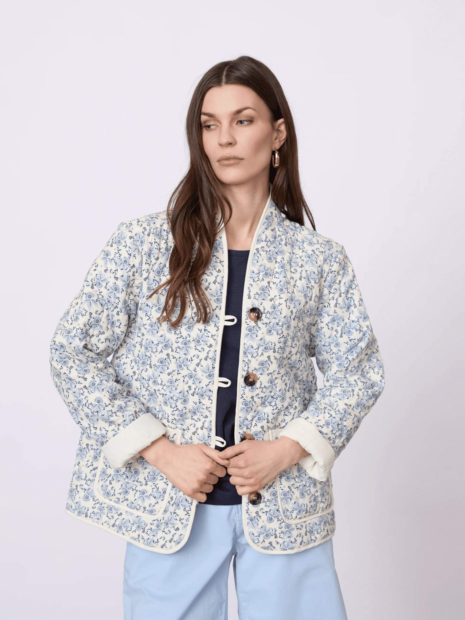 Young Ideas & Henmores - Sanna Quilted Patterned Jacket - Blue - S