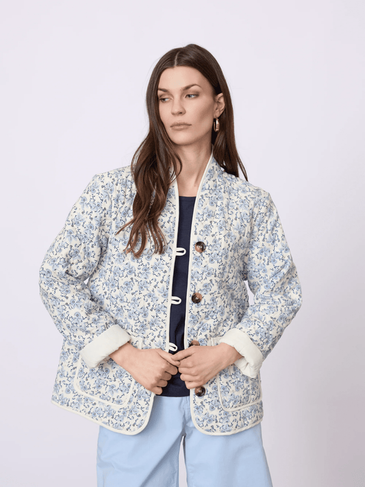 Young Ideas & Henmores - Sanna Quilted Patterned Jacket - Blue - S