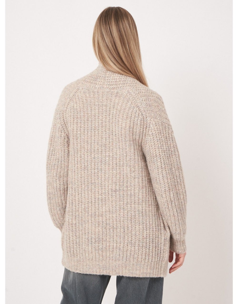 Young Ideas/Henmores - Alpaca Merino Melange Long Cardigan - 8441 Neutral - 8