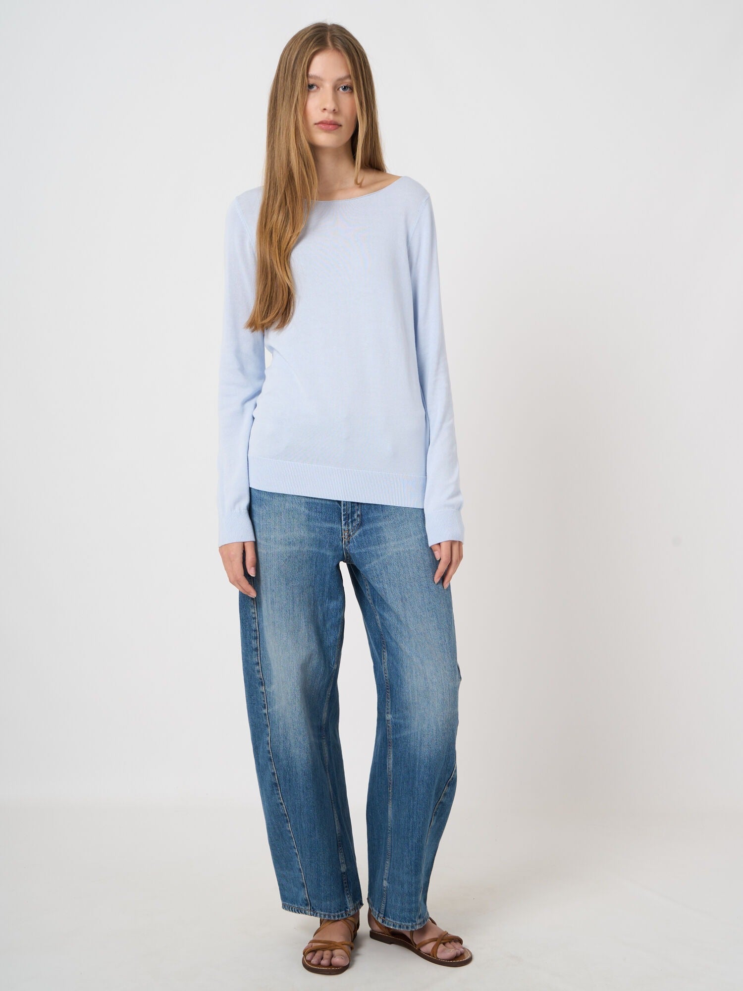 Young Ideas & Henmores -Boat Neck Long Sleeve Jumper -1769 Ocean -8