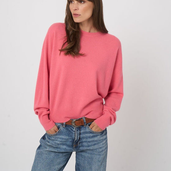 Young Ideas & Henmores - Crew Neck Elasticated Cashmere Jumper - 1763 Candy - 8