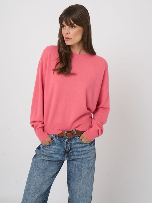 Young Ideas & Henmores - Crew Neck Elasticated Cashmere Jumper - 1763 Candy - 8