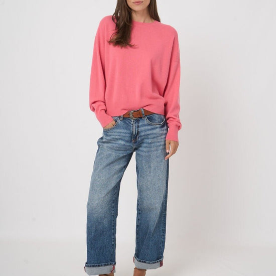 Young Ideas & Henmores - Crew Neck Elasticated Cashmere Jumper - 1763 Candy - 8