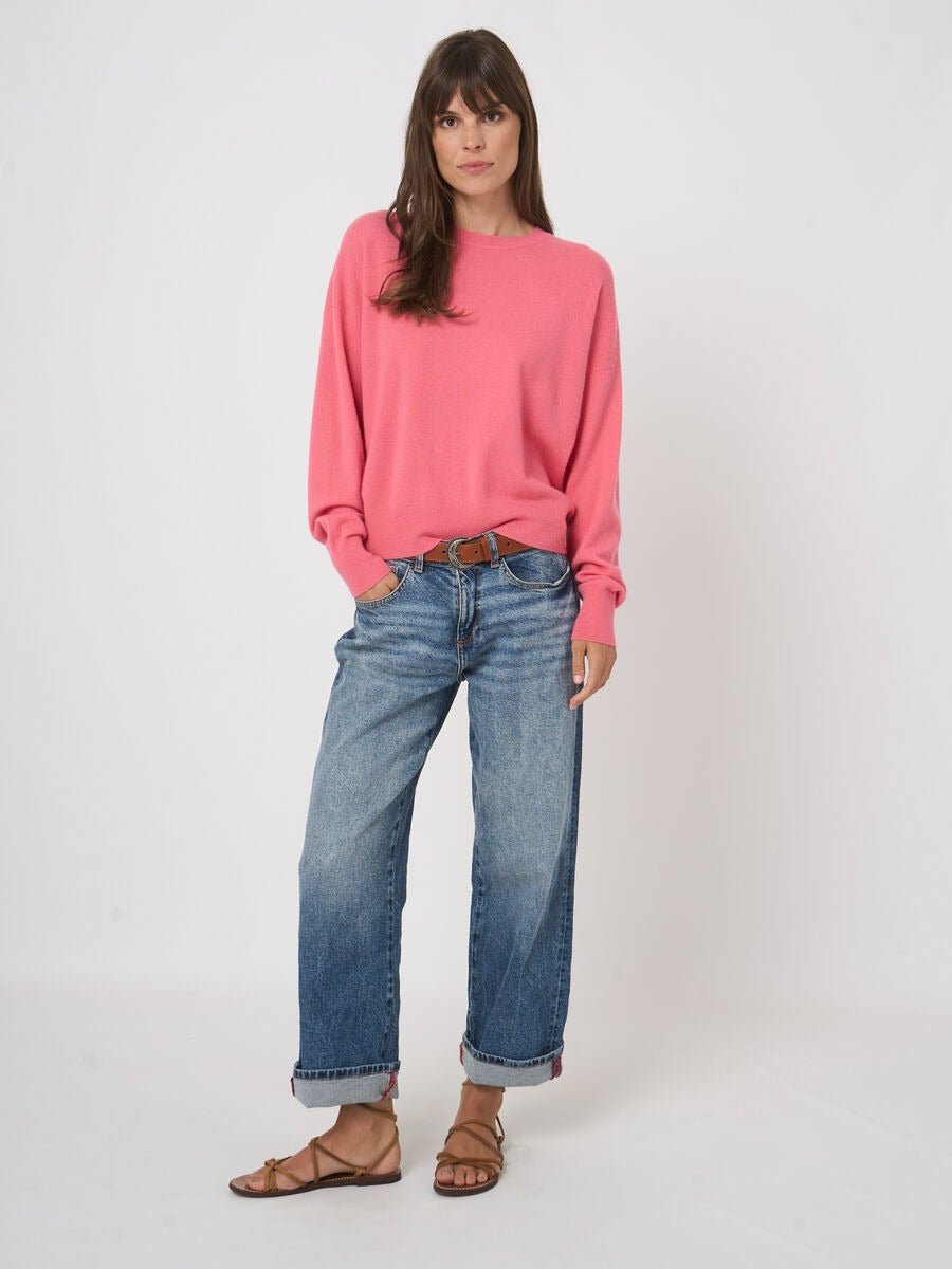 Young Ideas & Henmores - Crew Neck Elasticated Cashmere Jumper - 1763 Candy - 8