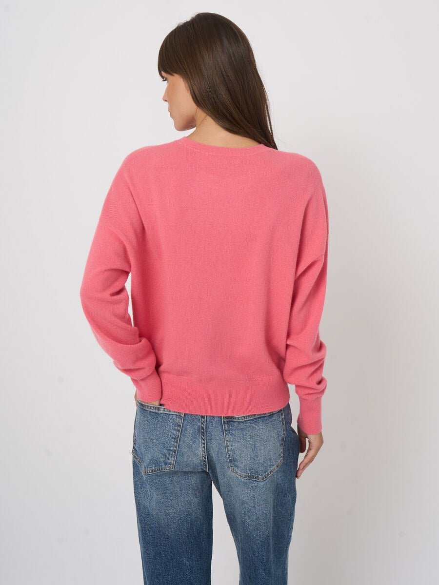 Young Ideas & Henmores - Crew Neck Elasticated Cashmere Jumper - 1763 Candy - 8