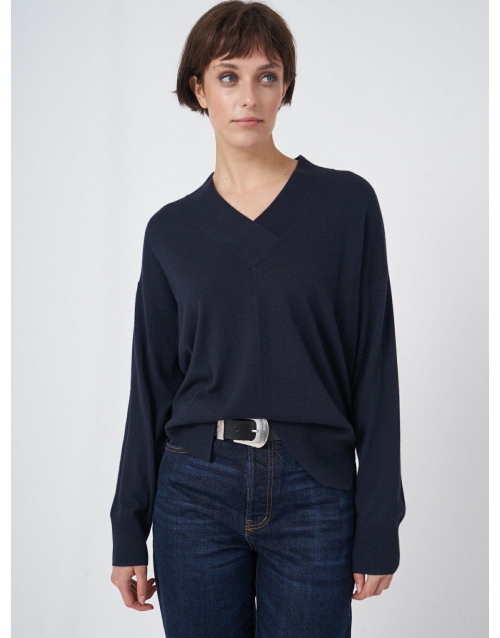 Young Ideas/Henmores - Cross V Neck Detail Jumper - 1498 Marine - 8