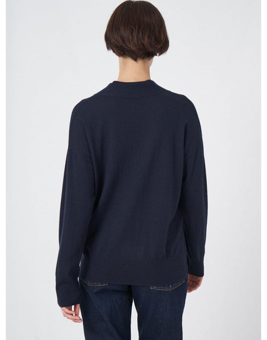 Young Ideas/Henmores - Cross V Neck Detail Jumper - 1498 Marine - 8