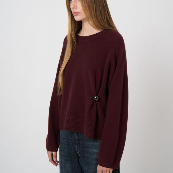 Young Ideas & Henmores -Merino Wool Button Detail Jumper -1828 Espresso -8
