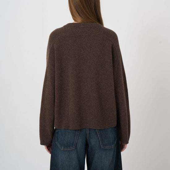 Young Ideas & Henmores -Merino Wool Button Detail Jumper -1828 Espresso -8
