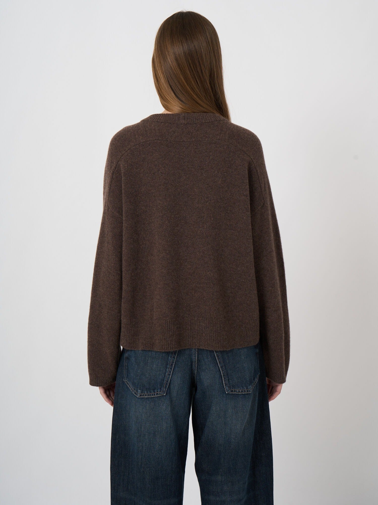 Young Ideas & Henmores -Merino Wool Button Detail Jumper -1828 Espresso -8