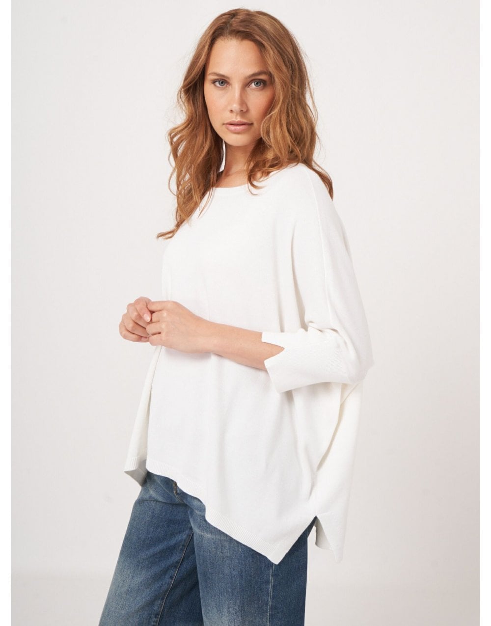 Young Ideas/Henmores - Oversized Cape Style Jumper - 1001 White - XS