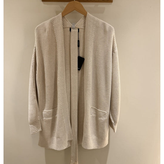 Young Ideas/Henmores - Rib Knit Midi Cardigan With Belt - 1386 Ivory - 10