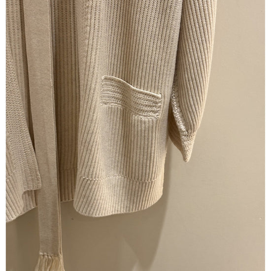 Young Ideas/Henmores - Rib Knit Midi Cardigan With Belt - 1386 Ivory - 10