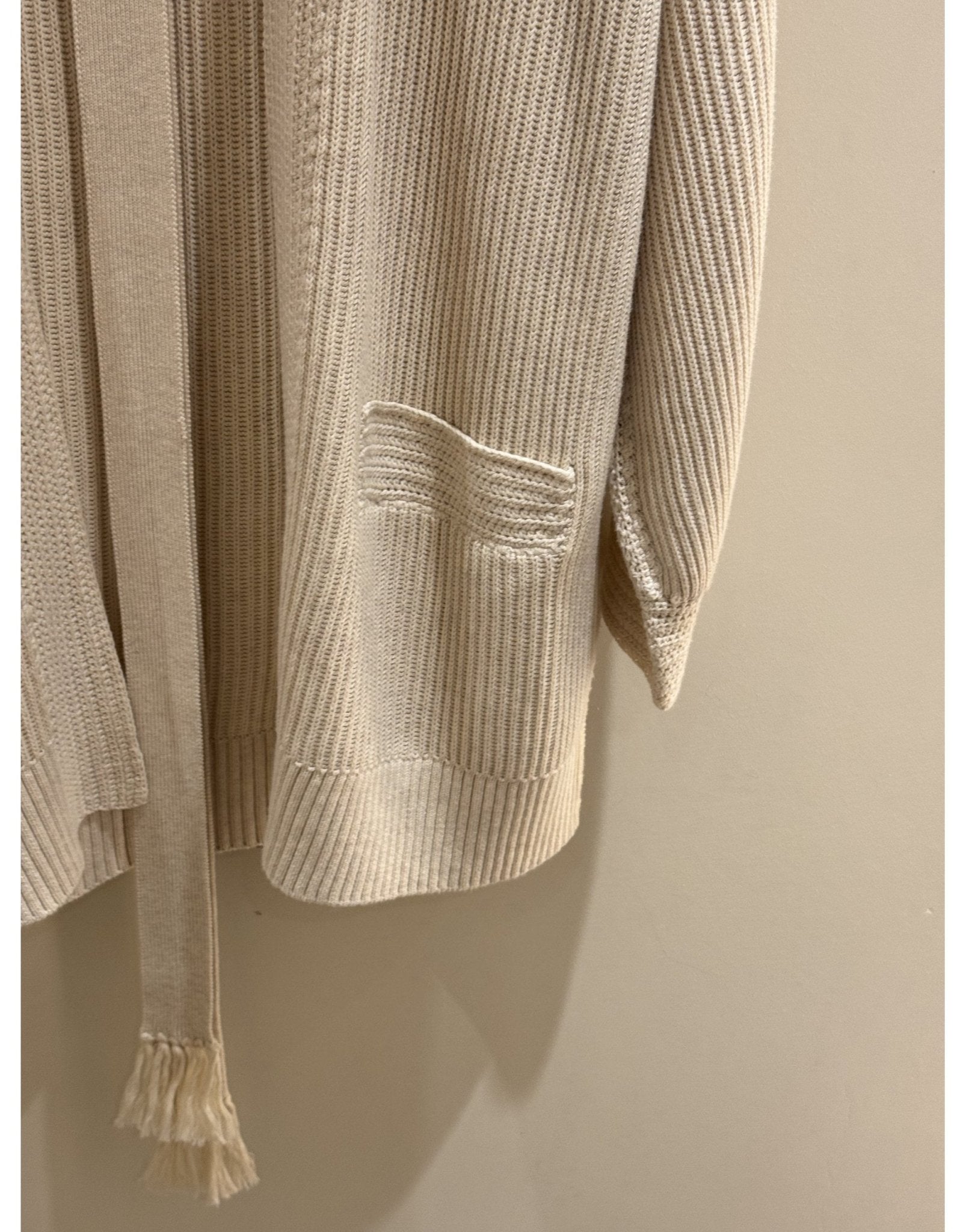 Young Ideas/Henmores - Rib Knit Midi Cardigan With Belt - 1386 Ivory - 10