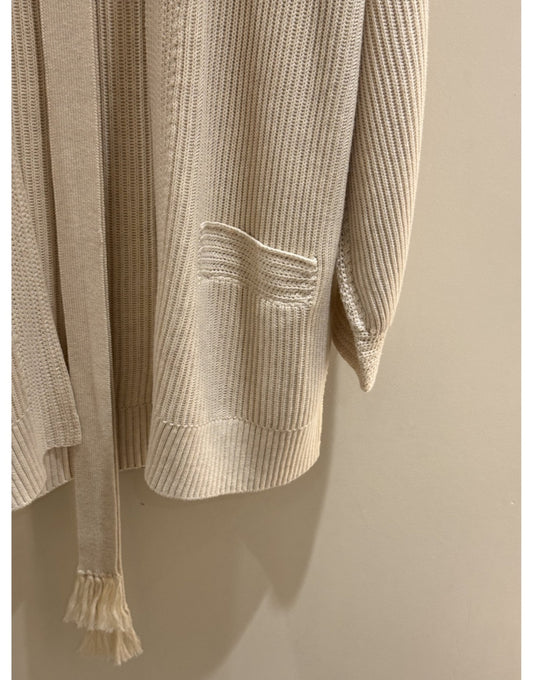 Young Ideas/Henmores - Rib Knit Midi Cardigan With Belt - 1386 Ivory - 10