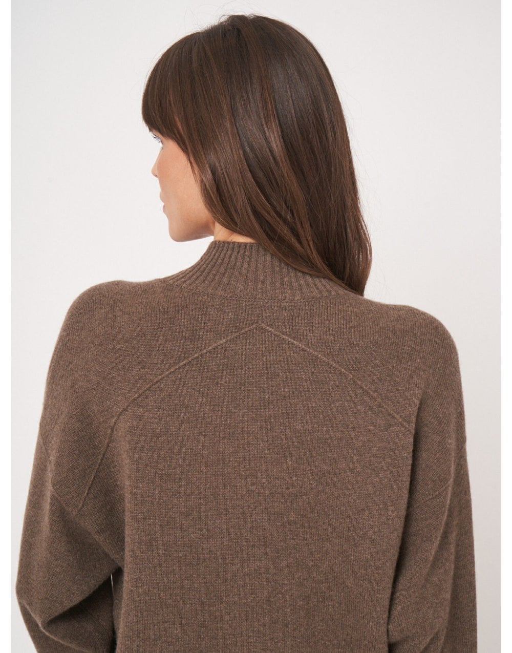 Young Ideas/Henmores - Ribbed Funnel Neck Cashmere Jumper - 1724 Cacao - 8