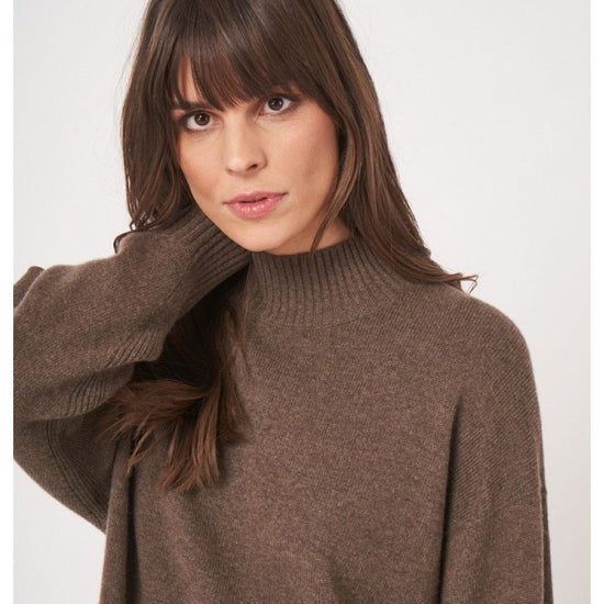 Young Ideas/Henmores - Ribbed Funnel Neck Cashmere Jumper - 1724 Cacao - 8