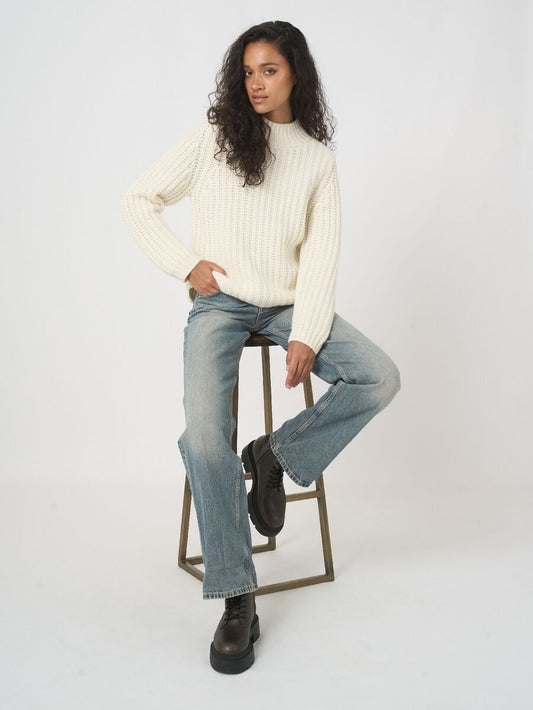 Young Ideas & Henmores - Ribbed Hem Cashmere Jumper - 1002 Cream - 8