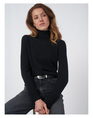 Young Ideas/Henmores - Ribbed Roll Neck Straight Jumper - 1025 Black - 10