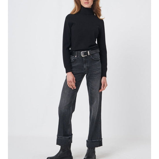 Young Ideas/Henmores - Ribbed Roll Neck Straight Jumper - 1025 Black - 10