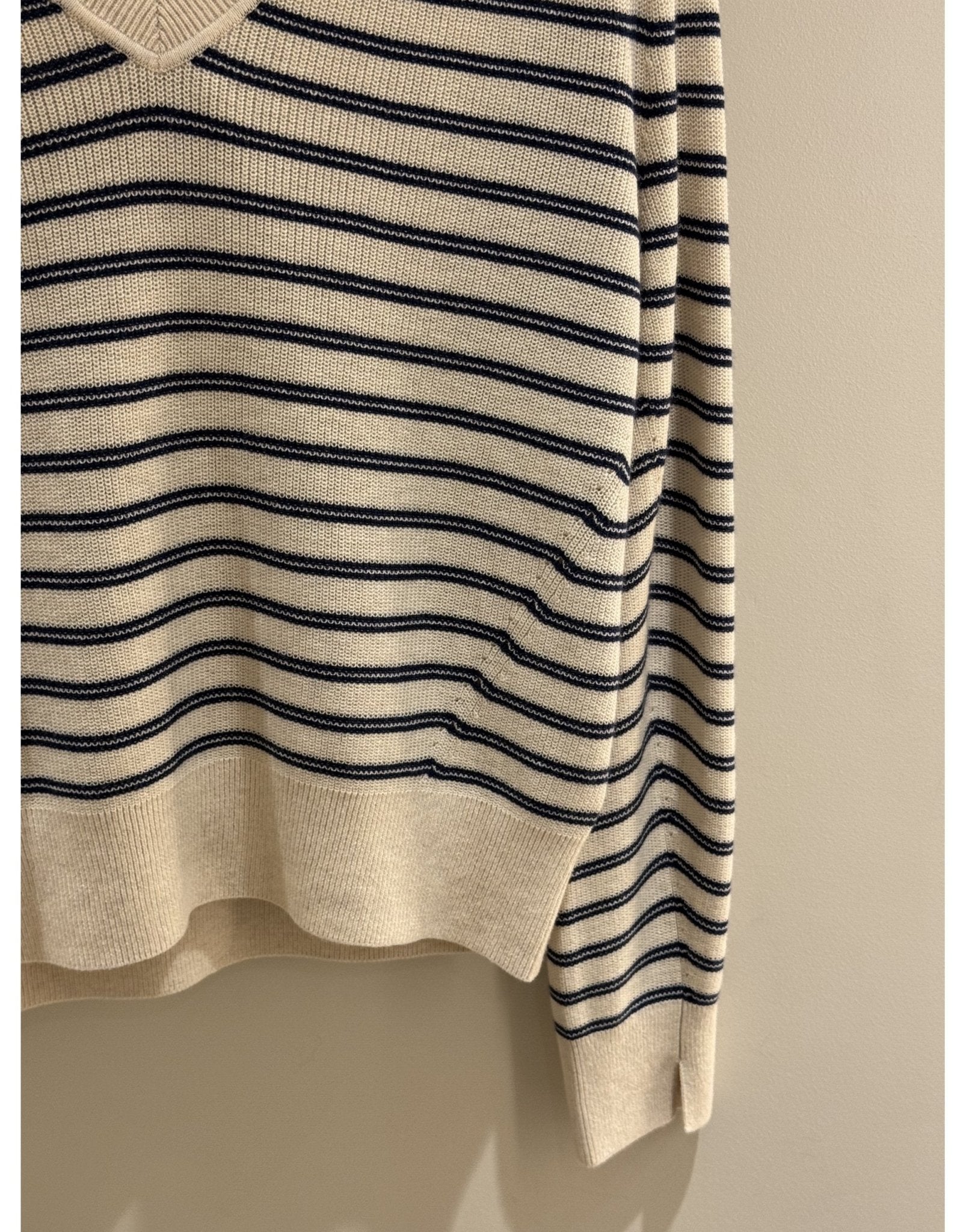 Young Ideas/Henmores - Striped V Neck Oversized Jumper - 1386 Ivory - 8