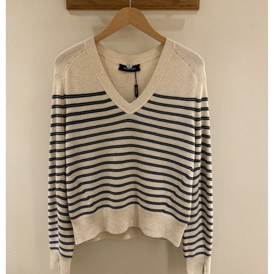 Young Ideas/Henmores - Striped V Neck Oversized Jumper - 1386 Ivory - 8
