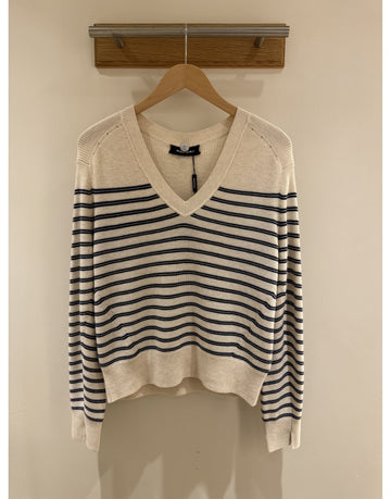 Young Ideas/Henmores - Striped V Neck Oversized Jumper - 1386 Ivory - 8