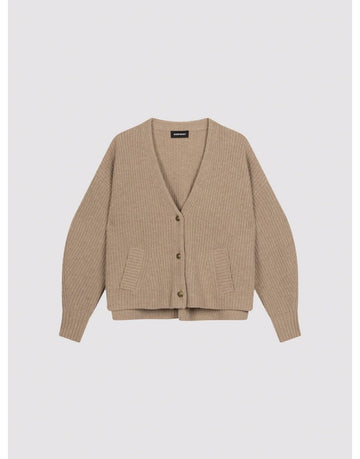 Young Ideas/Henmores - Thick Knit Ribbed Merino Cardigan - 1742 Desert - 8