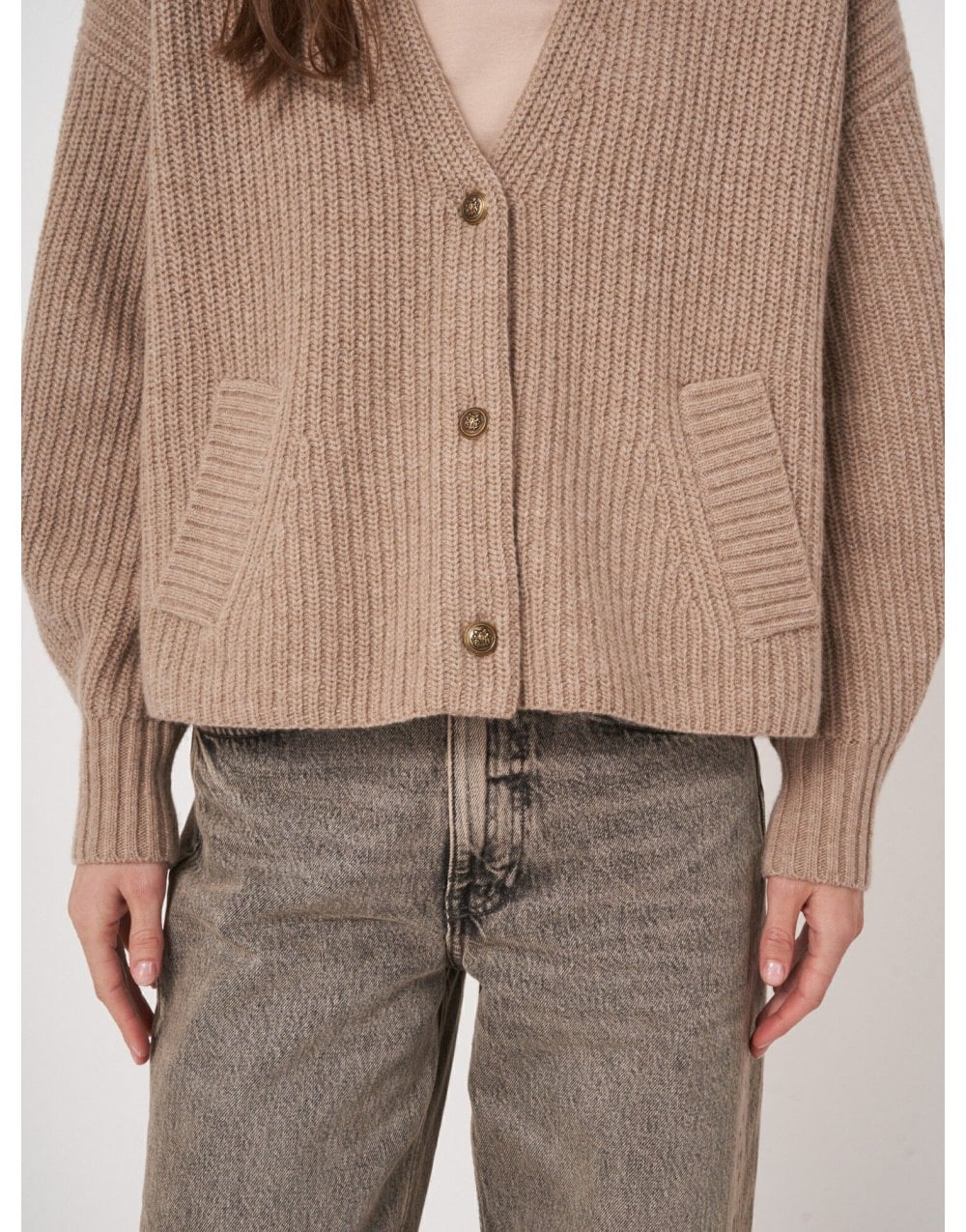 Young Ideas/Henmores - Thick Knit Ribbed Merino Cardigan - 1742 Desert - 8