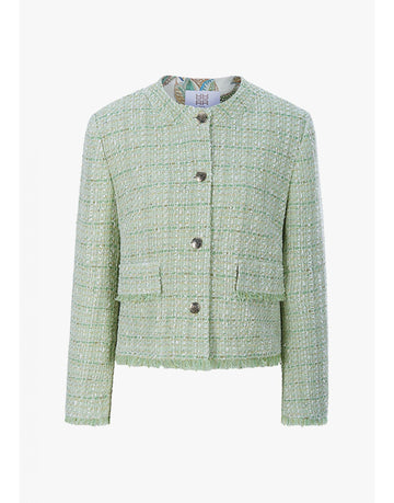 Young Ideas/Henmores - Boucle Raw Hem Boxy Jacket - 554 Menta Green - 8