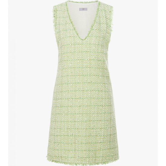 Young Ideas/Henmores - Boucle Raw Hem V Neck Short Dress - 554 Menta Green - 8