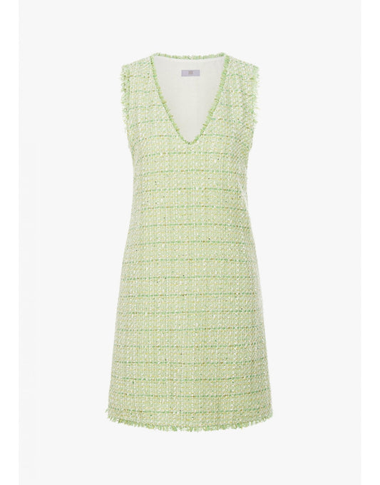 Young Ideas/Henmores - Boucle Raw Hem V Neck Short Dress - 554 Menta Green - 8